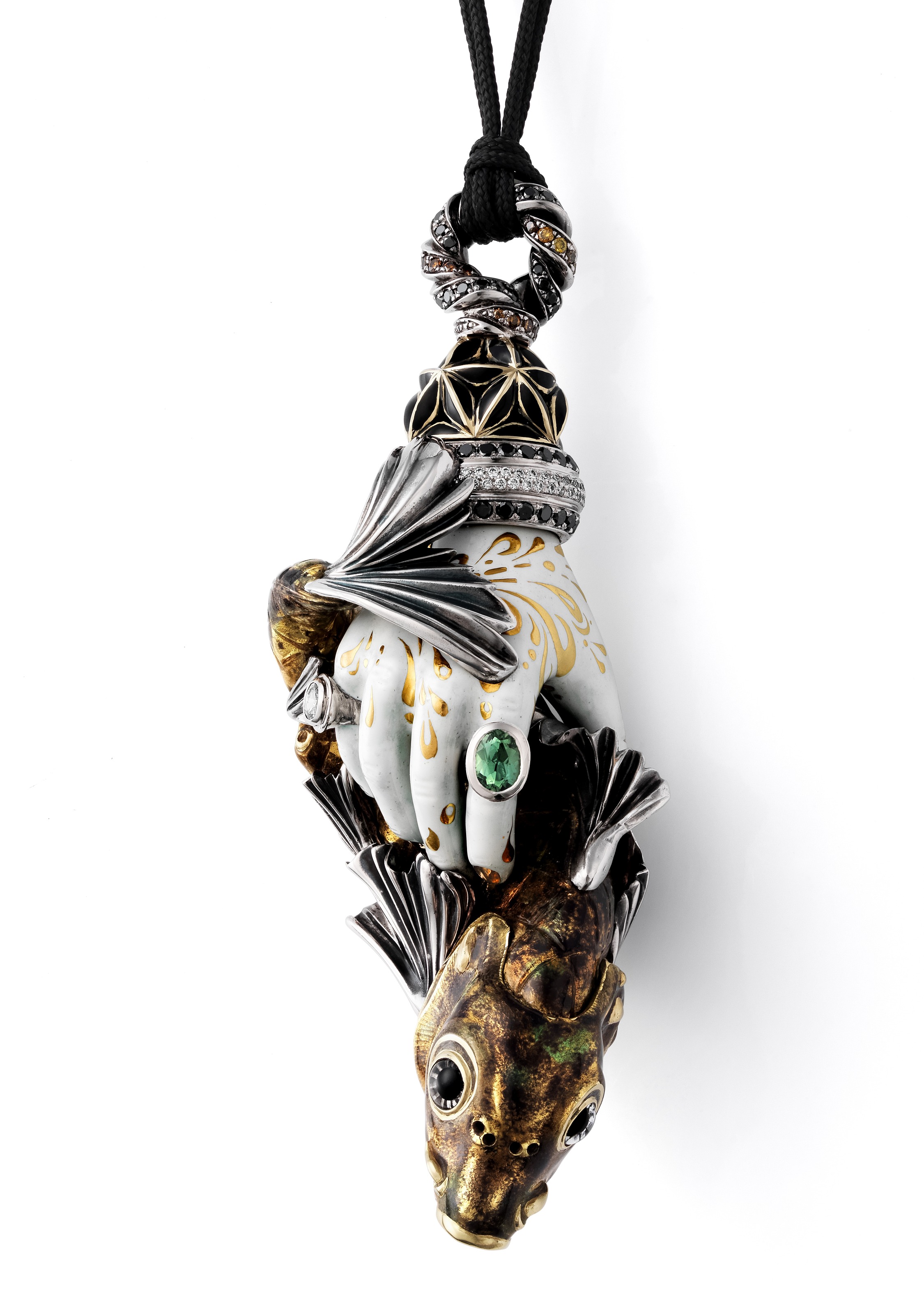 Hand with Grass Carp, full pendant